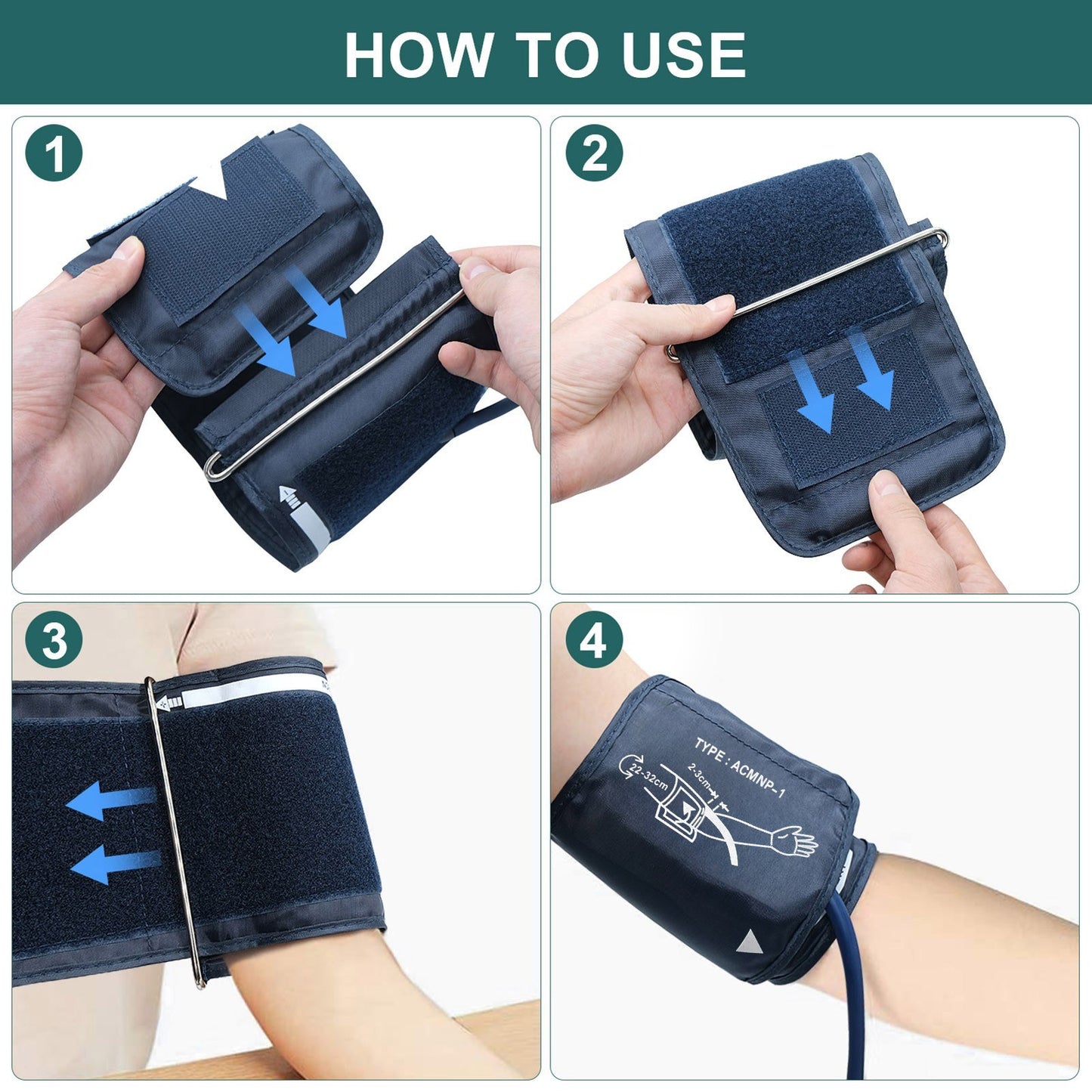 Portable LCD Blood Pressure Monitor - Accurate Arm Band Sphygmomanometer for Home Use