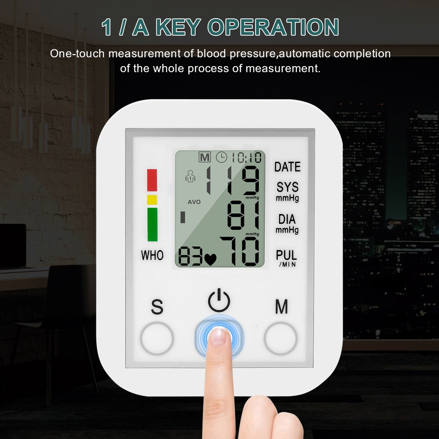 Portable LCD Blood Pressure Monitor - Accurate Arm Band Sphygmomanometer for Home Use