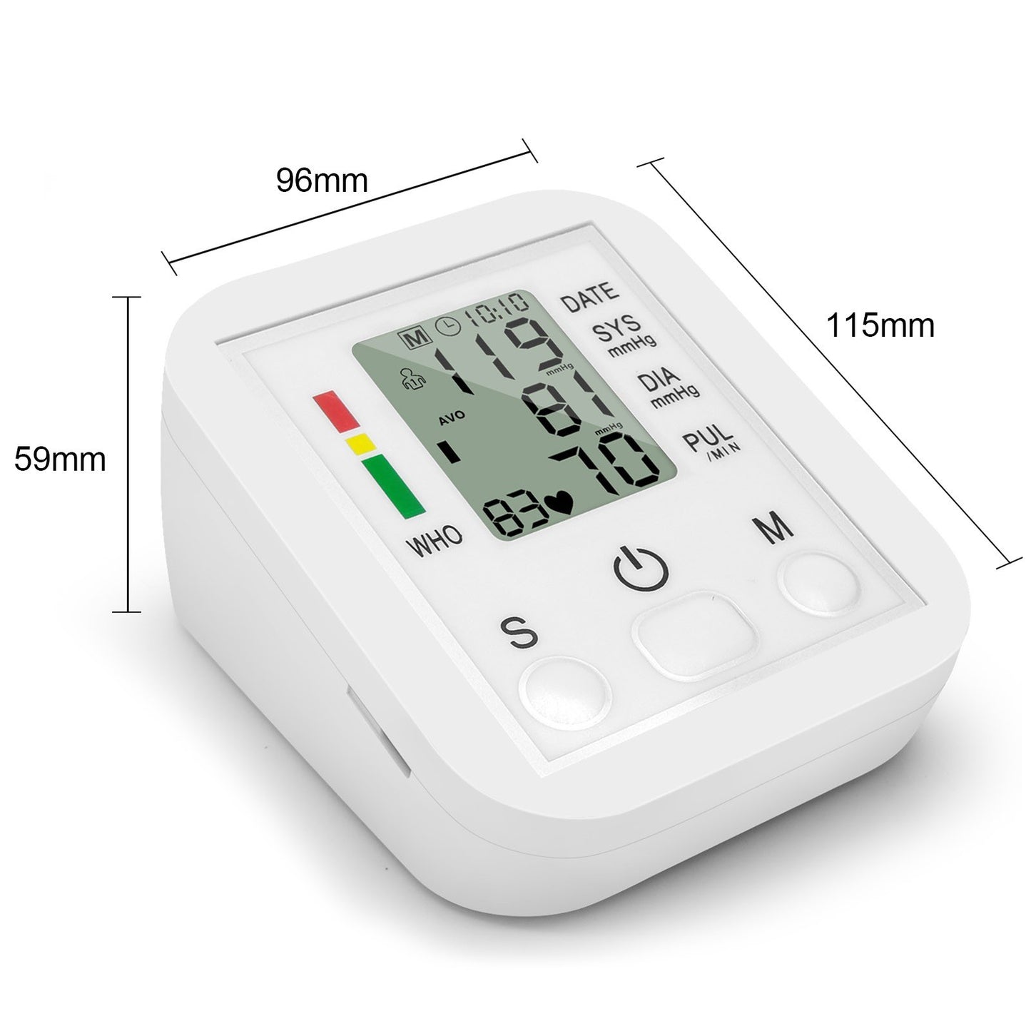 Portable LCD Blood Pressure Monitor - Accurate Arm Band Sphygmomanometer for Home Use
