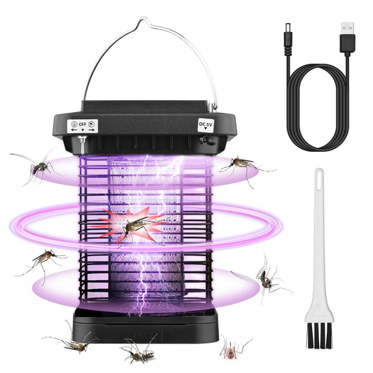 High-Powered Outdoor Solar Bug Zapper: Electric Mosquito & Fly Trap with LED Light, IP65 Waterproof