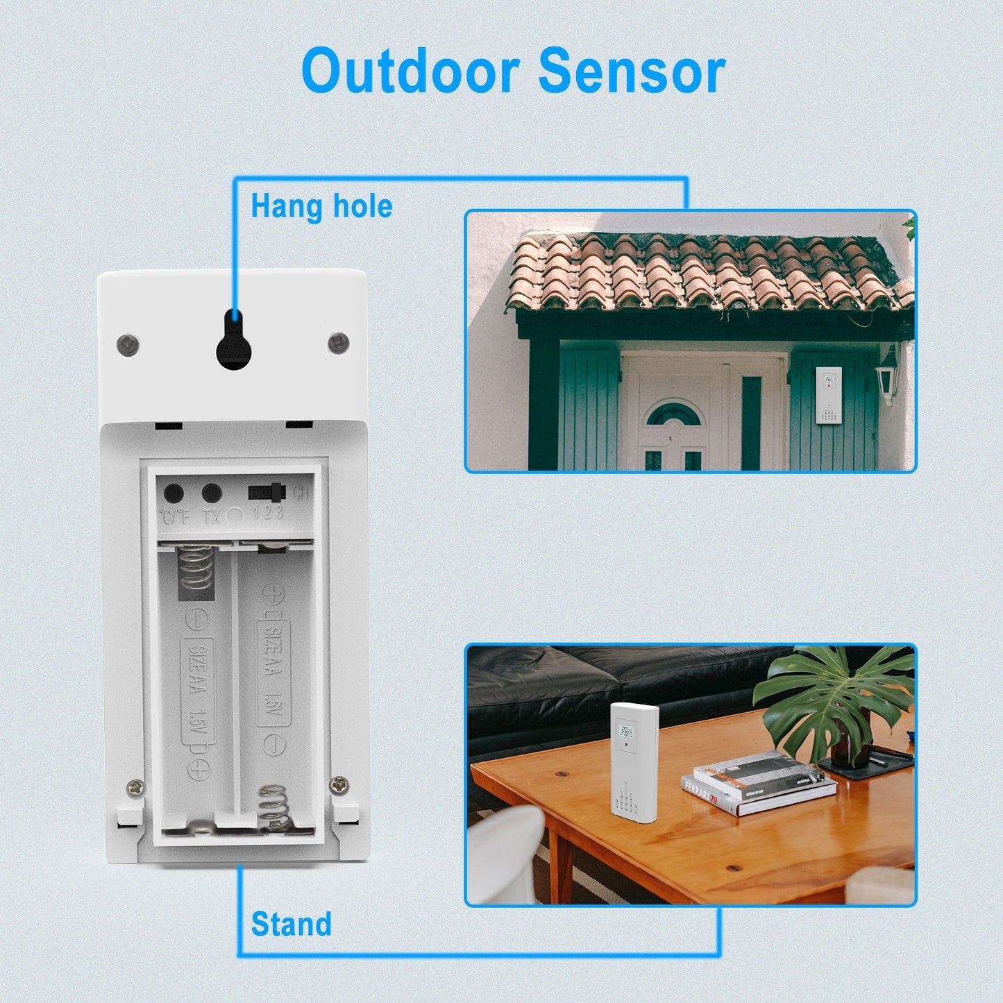 Color Touchscreen Weather Station: Wireless Indoor/Outdoor Thermometer Hygrometer, Atomic Alarm Clock with Adjustable Backlight