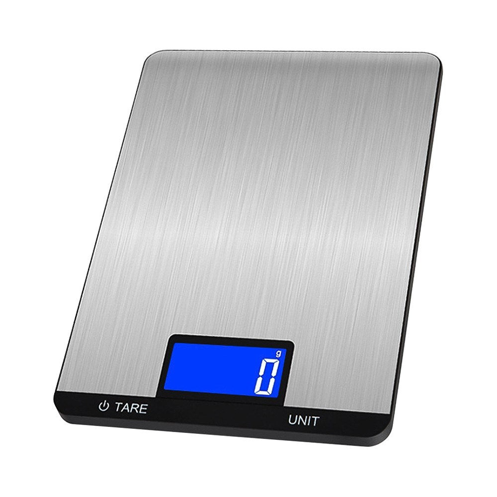 Rechargeable Digital Kitchen Food Scale 10kg/22lb, LCD Display, Touch Buttons, 7 Measurement Units, 3g/0.1oz Precision, Stainless Steel for Baking and Cooking