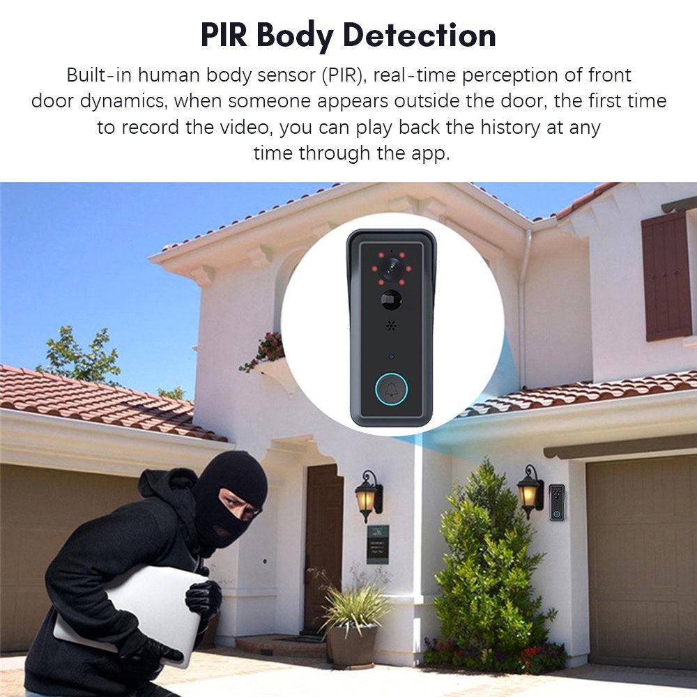 1080P HD WiFi Video Doorbell - Wireless Camera with 2-Way Audio, Motion Detection, Night Vision, Waterproof, TUYA APP & Card Storage