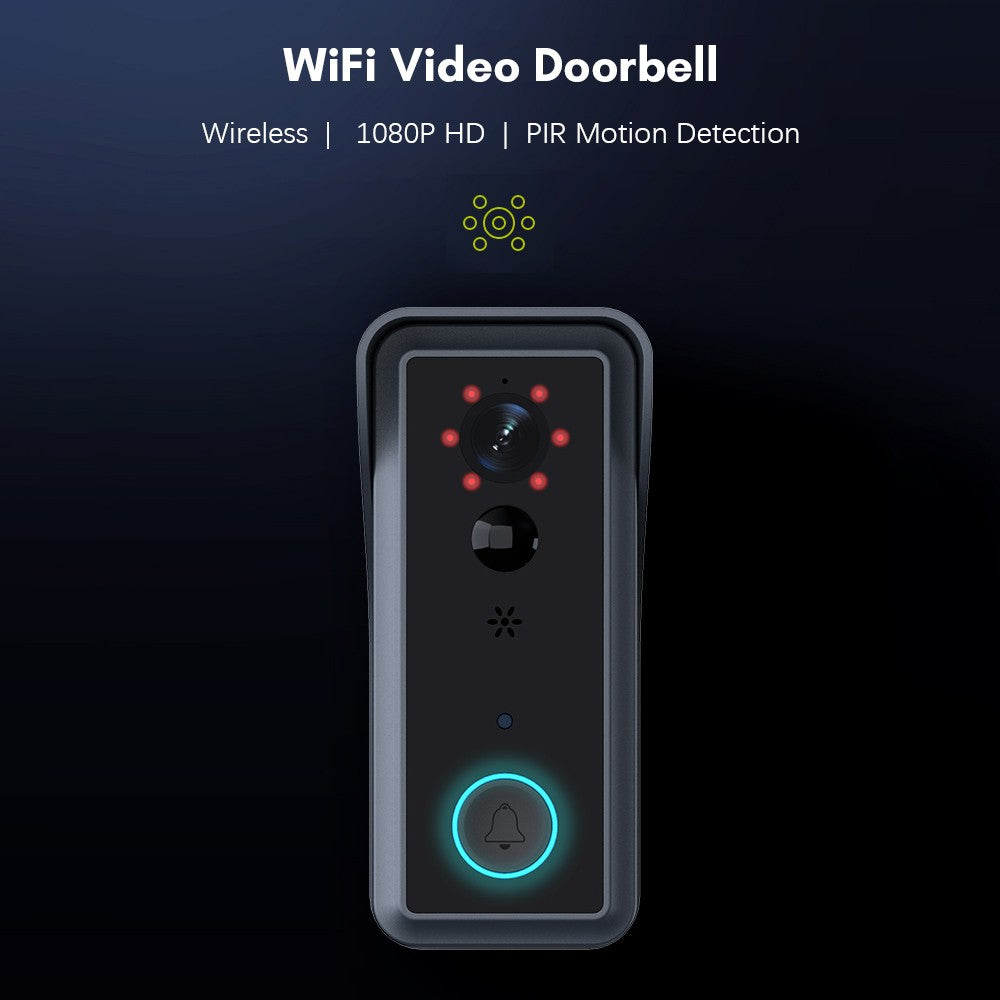 1080P HD WiFi Video Doorbell - Wireless Camera with 2-Way Audio, Motion Detection, Night Vision, Waterproof, TUYA APP & Card Storage