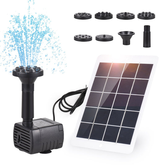 3W Solar Fountain Pump Kit with 7 Nozzles for Fish Tanks & Small Ponds