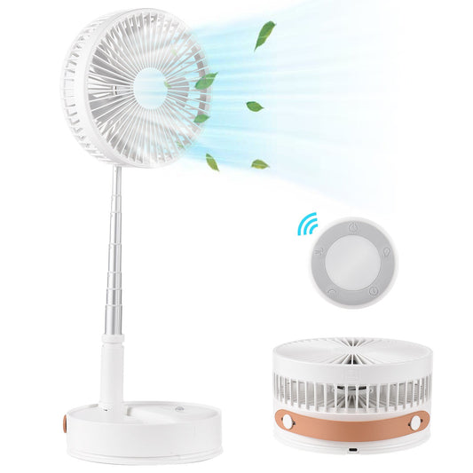Foldable Portable Standing Fan with Rechargeable 7200mAh Battery, 4-Speed, 180° Rotation, Low Noise, Timer