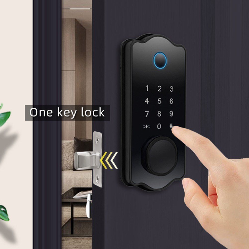 5-in-1 Keyless Smart Door Lock: Waterproof, Auto-Lock, TTlock App, Fingerprint, Code, IC Card Unlock