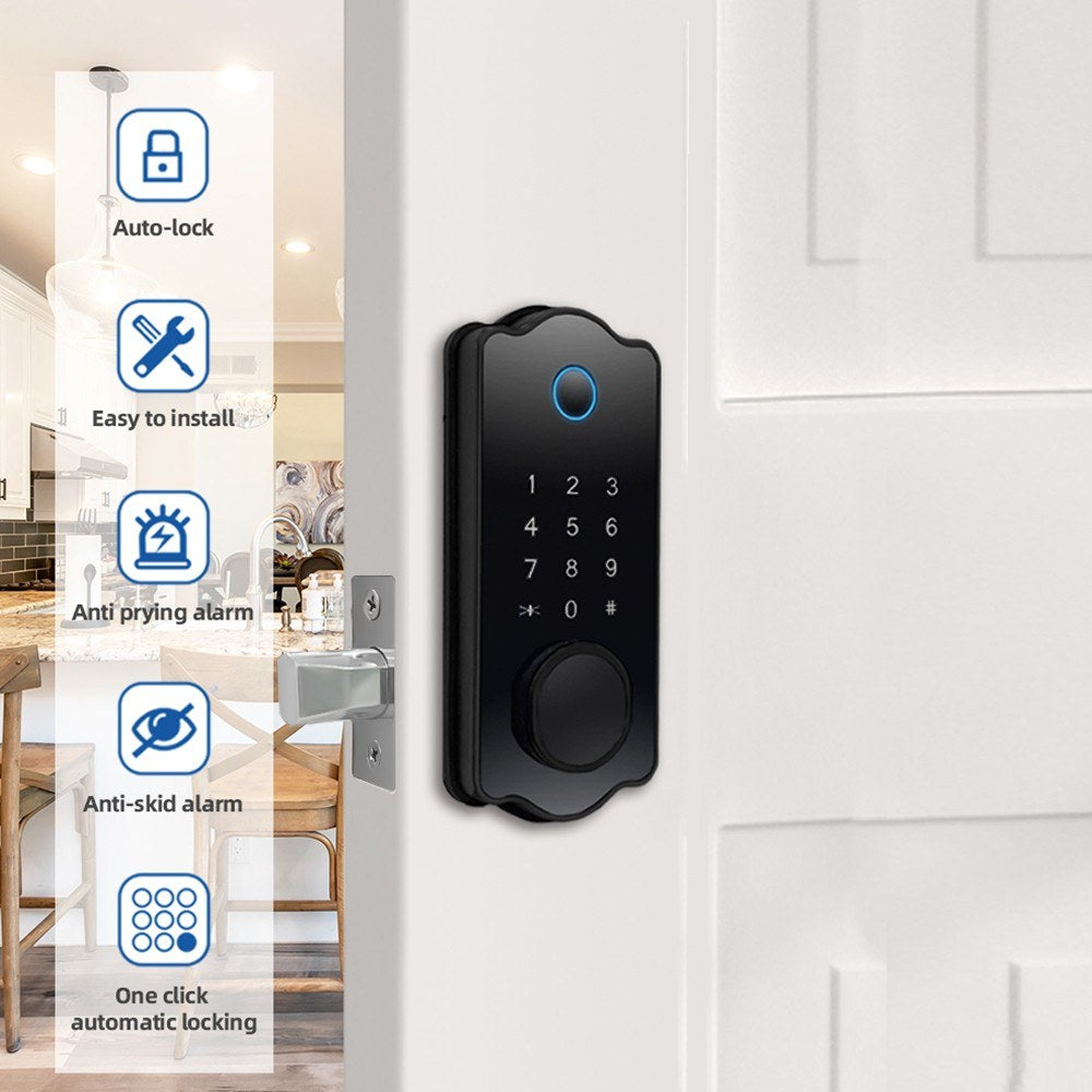 5-in-1 Keyless Smart Door Lock: Waterproof, Auto-Lock, TTlock App, Fingerprint, Code, IC Card Unlock