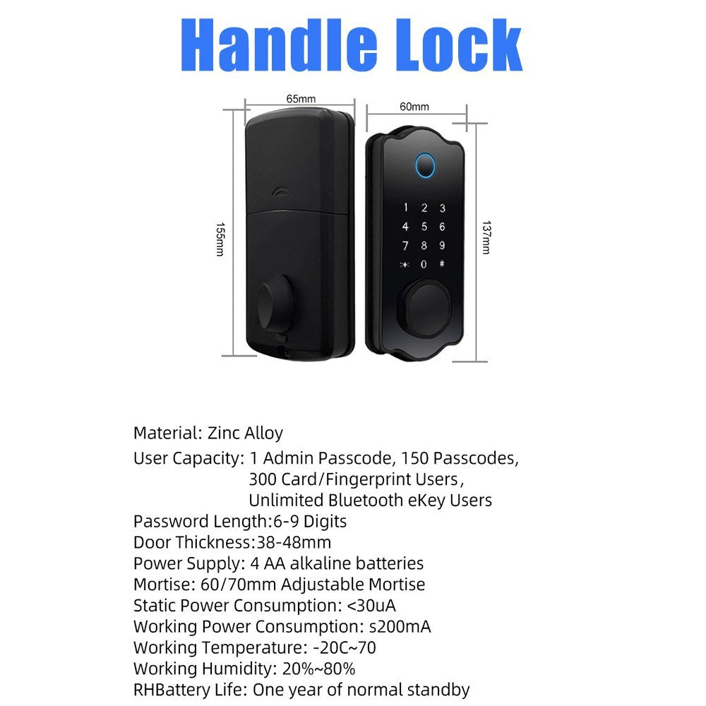 5-in-1 Keyless Smart Door Lock: Waterproof, Auto-Lock, TTlock App, Fingerprint, Code, IC Card Unlock