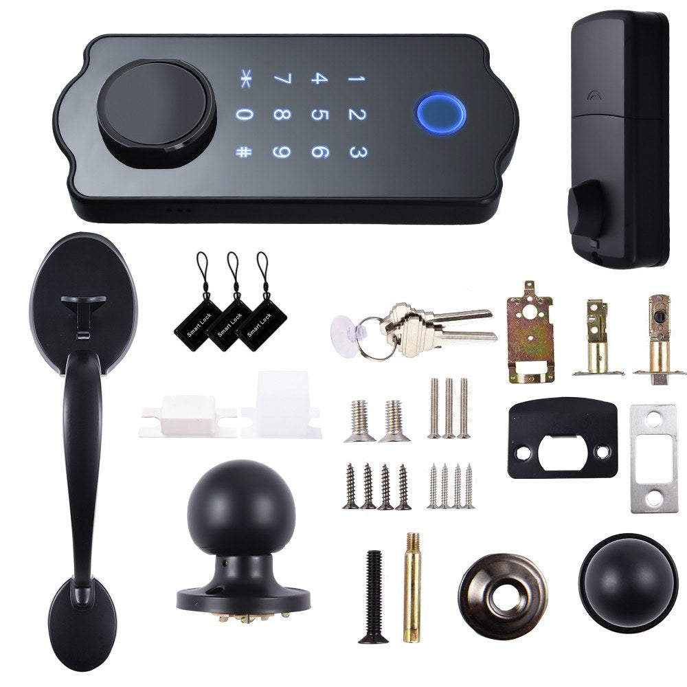 5-in-1 Keyless Smart Door Lock: Waterproof, Auto-Lock, TTlock App, Fingerprint, Code, IC Card Unlock