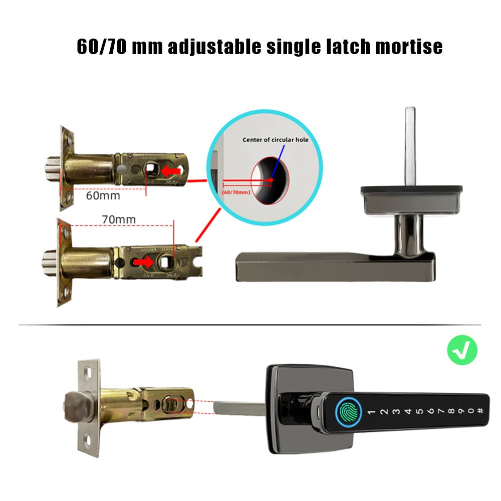 4-in-1 Fingerprint Smart Door Lock with Handle - Keyless Entry, Tuya App, Key, Passcodes for Front Door, Bedroom, Apartment, Hotel