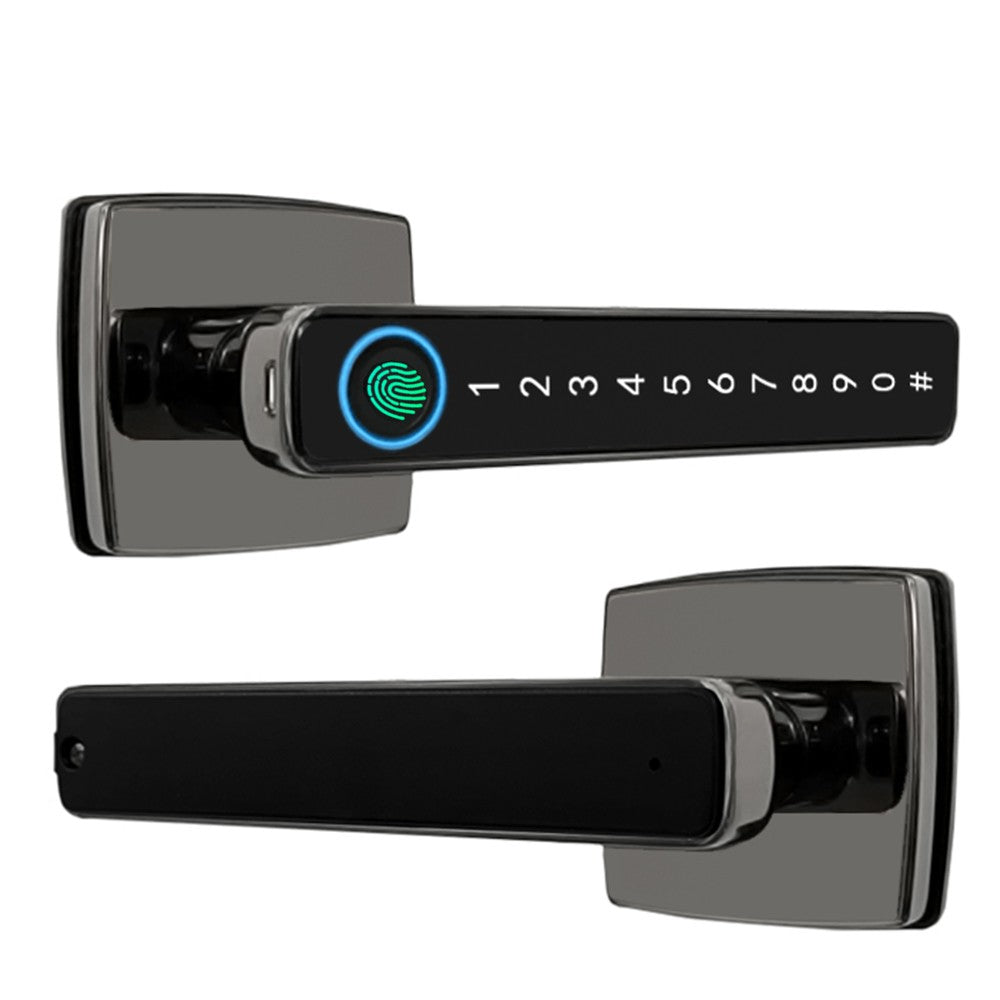 4-in-1 Fingerprint Smart Door Lock with Handle - Keyless Entry, Tuya App, Key, Passcodes for Front Door, Bedroom, Apartment, Hotel