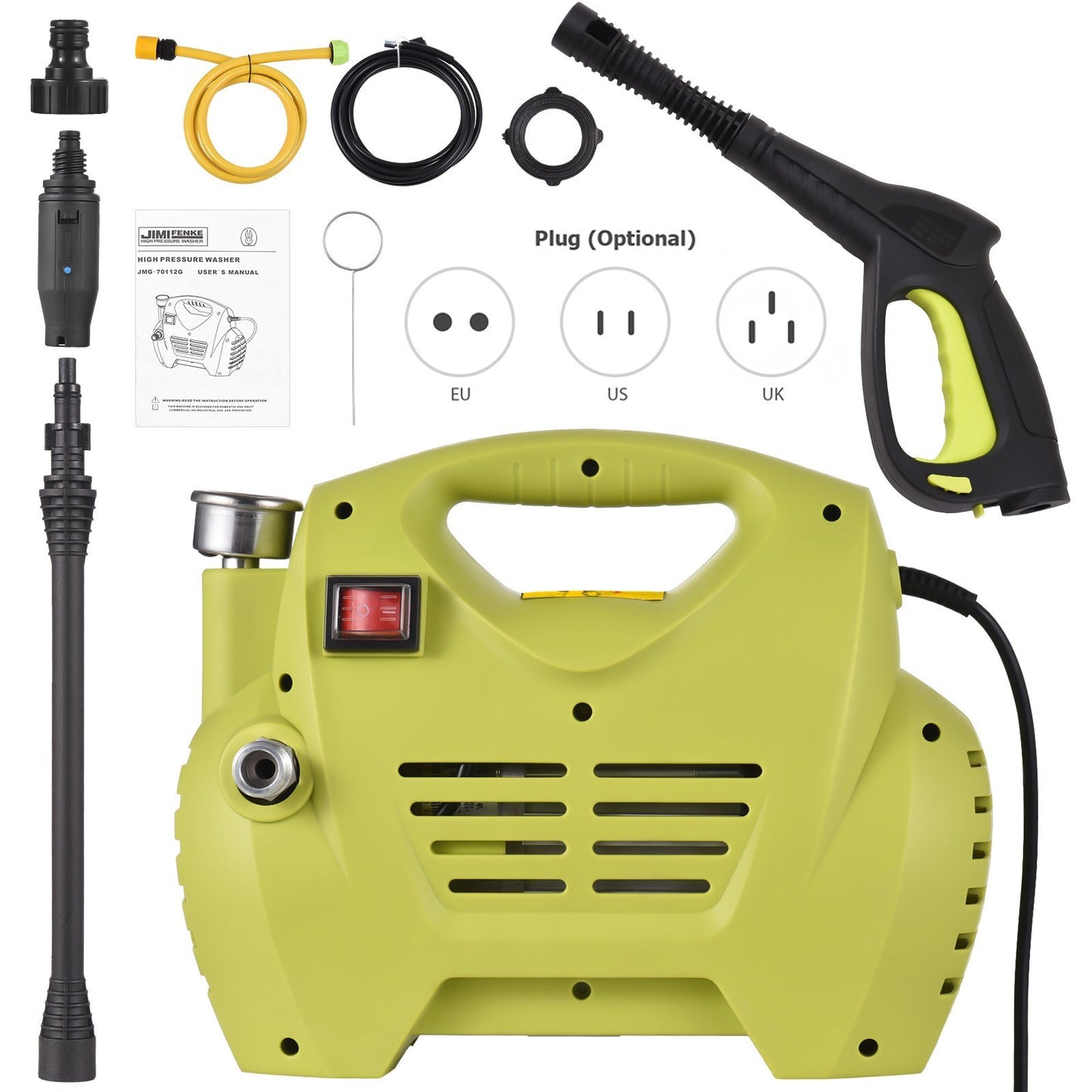 1300 PSI Electric Pressure Washer: Portable, High Pressure, Adjustable Sprayer, IPX5 Waterproof, Auto Induction Motor for Car, Home, Driveway, Patio, Fence Cleaning