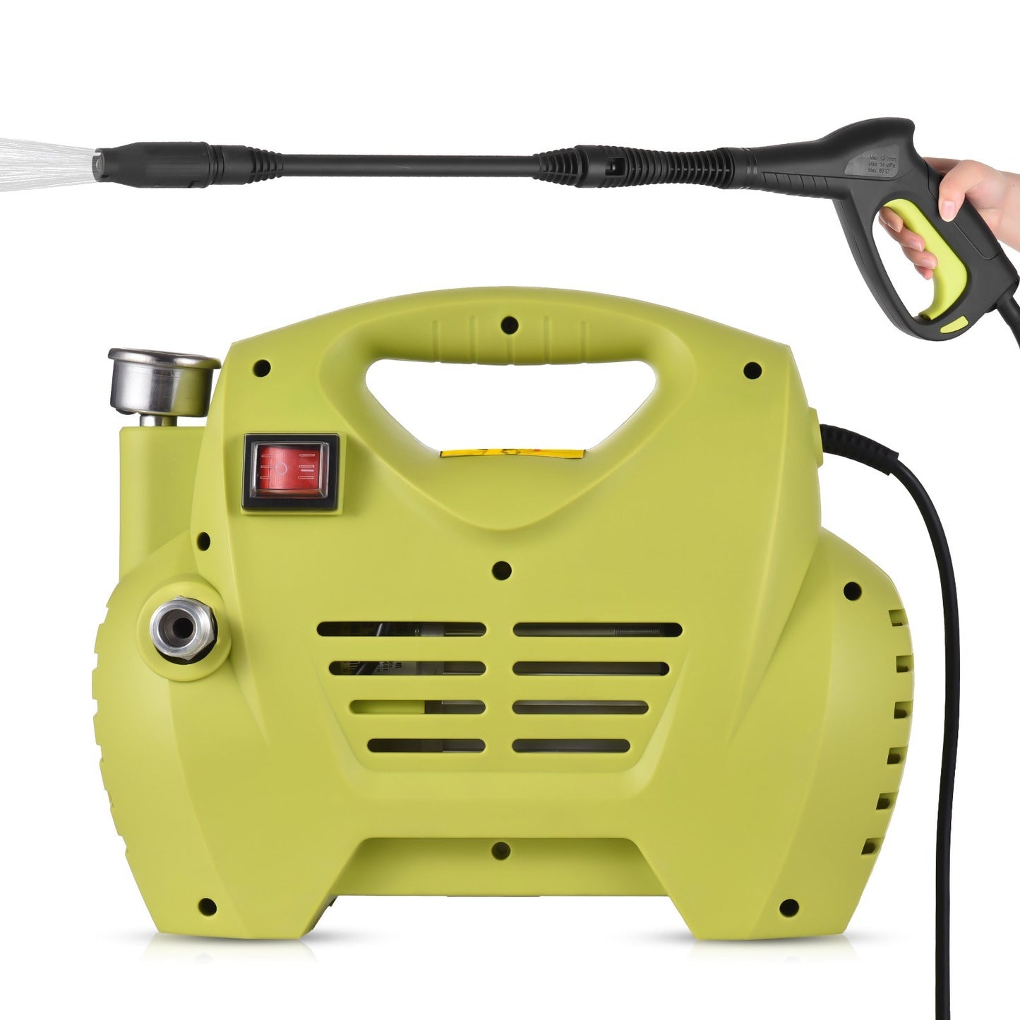 1300 PSI Electric Pressure Washer: Portable, High Pressure, Adjustable Sprayer, IPX5 Waterproof, Auto Induction Motor for Car, Home, Driveway, Patio, Fence Cleaning