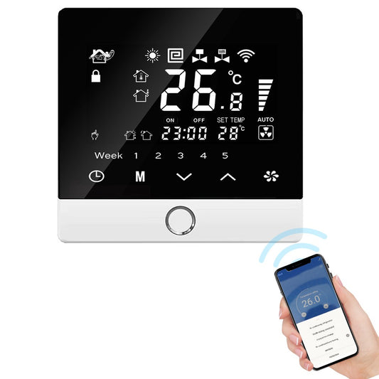 Tuya Voice-Controlled WiFi Smart Thermostat, Programmable 5+2, Energy-Saving LCD Display with Child Lock, Alexa & Google Assistant Compatible for Home/Office Water Heating