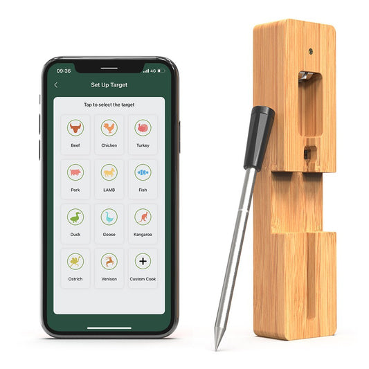 Smart Waterproof Wireless Meat Thermometer with Quick Charge & App Control for Cooking/BBQ