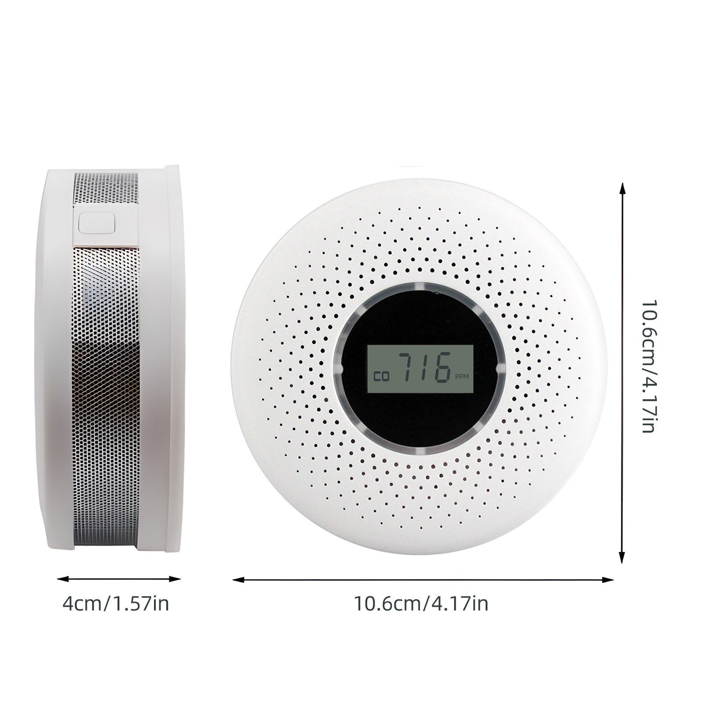 3-Pack Smoke & Carbon Monoxide Detectors with Sound Warning & LCD, Battery Powered - Ideal for Kitchen, Bathroom, Bedroom, Coal Stove - Requires 2 AA Batteries (Not Included)
