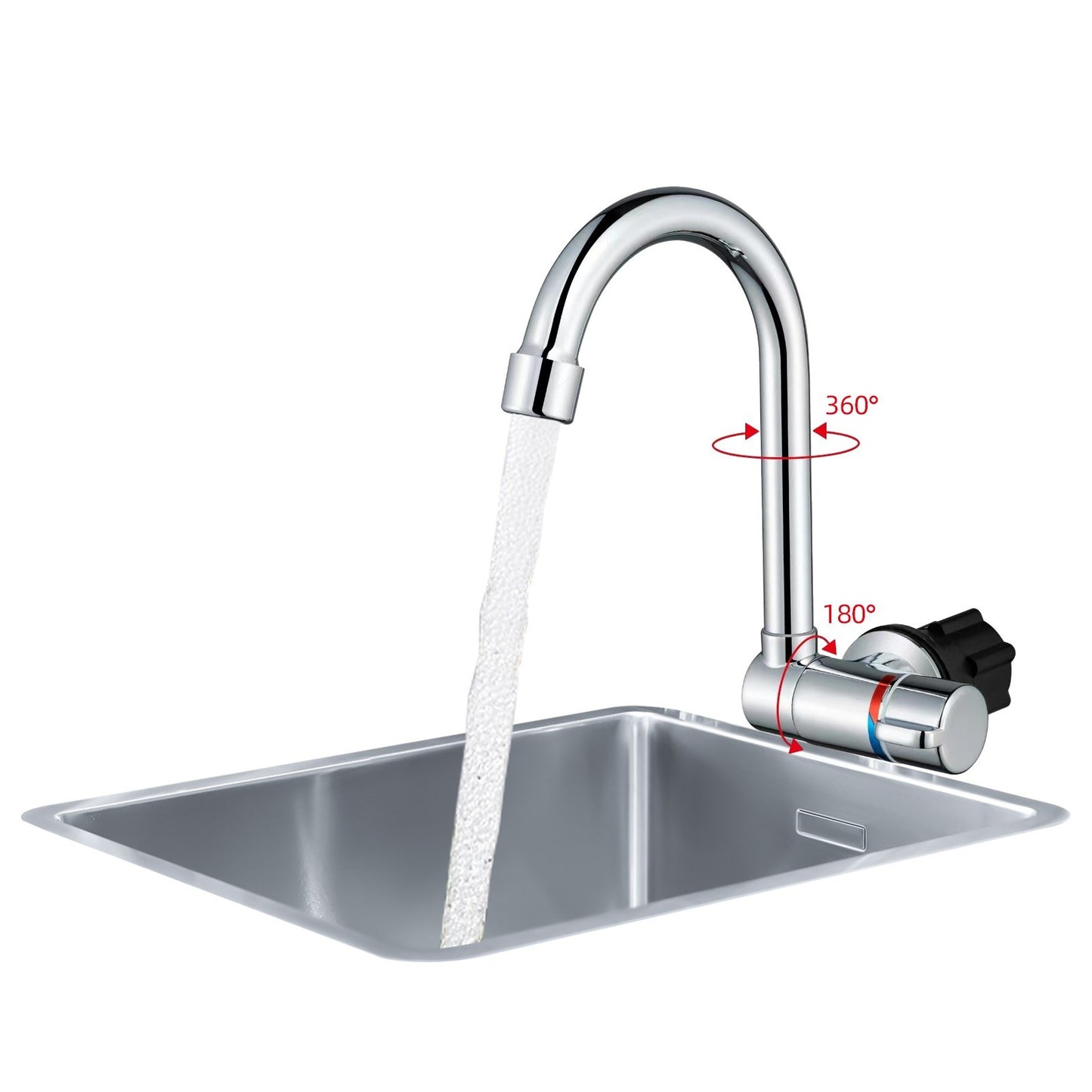 360° Swivel Folding Kitchen Faucet, Single Handle with Water Supply Hoses for RV & Yacht Basin