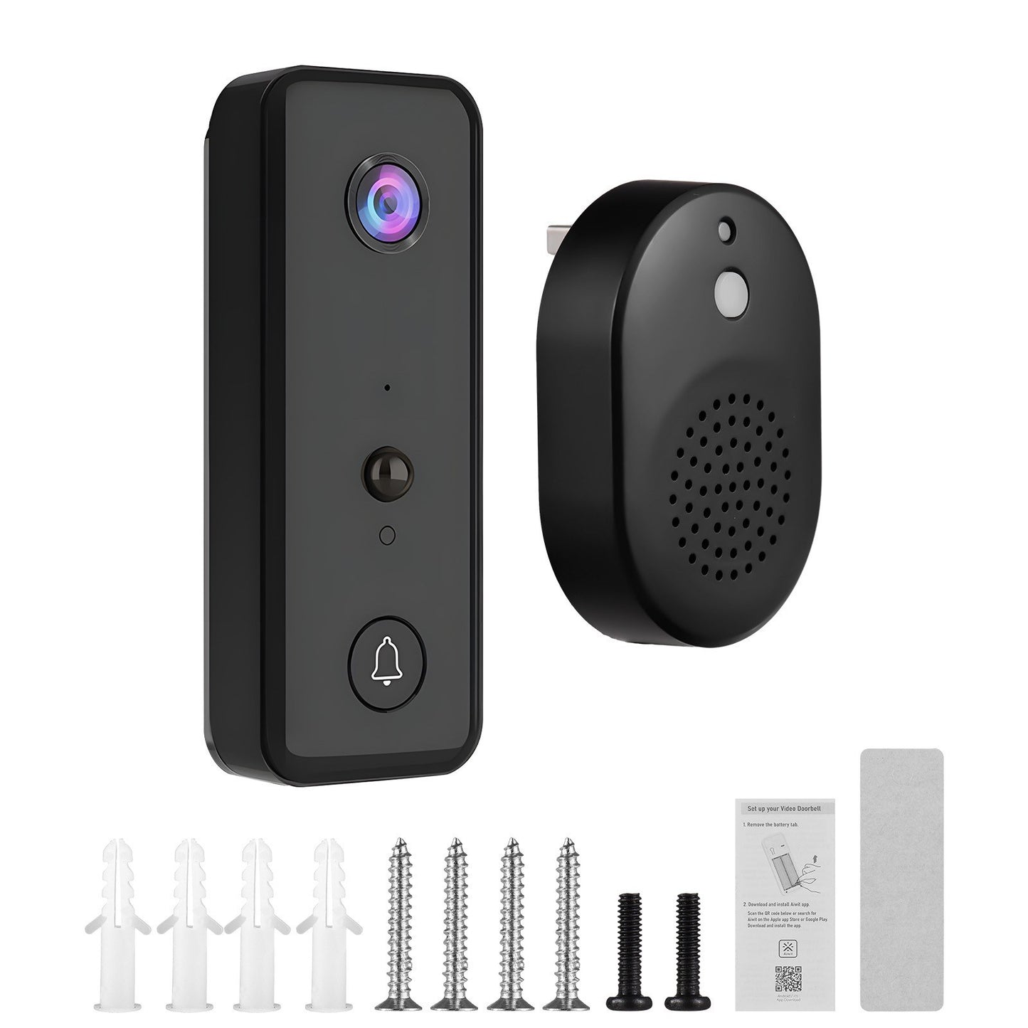 Wireless 2.4G WiFi Video Doorbell with Smart AI PIR Detection & IP65 Waterproof