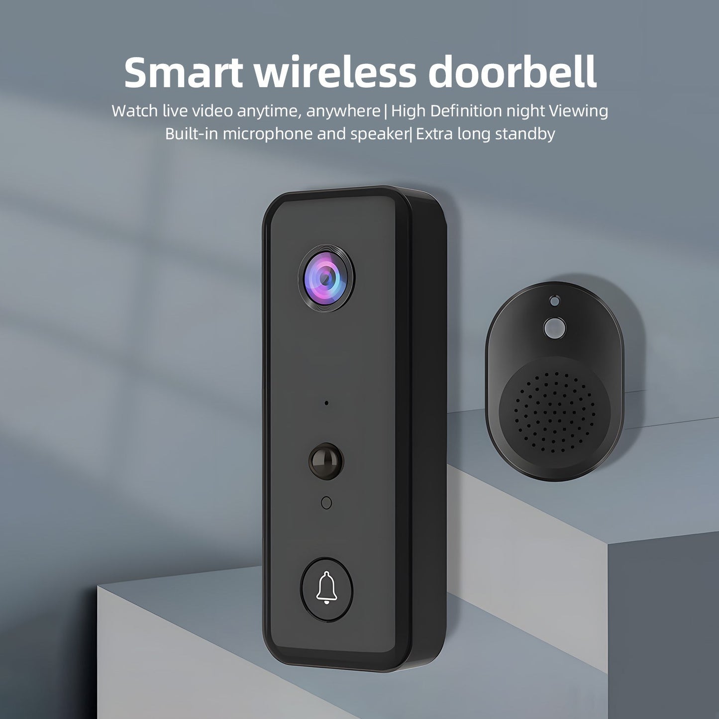 Wireless 2.4G WiFi Video Doorbell with Smart AI PIR Detection & IP65 Waterproof