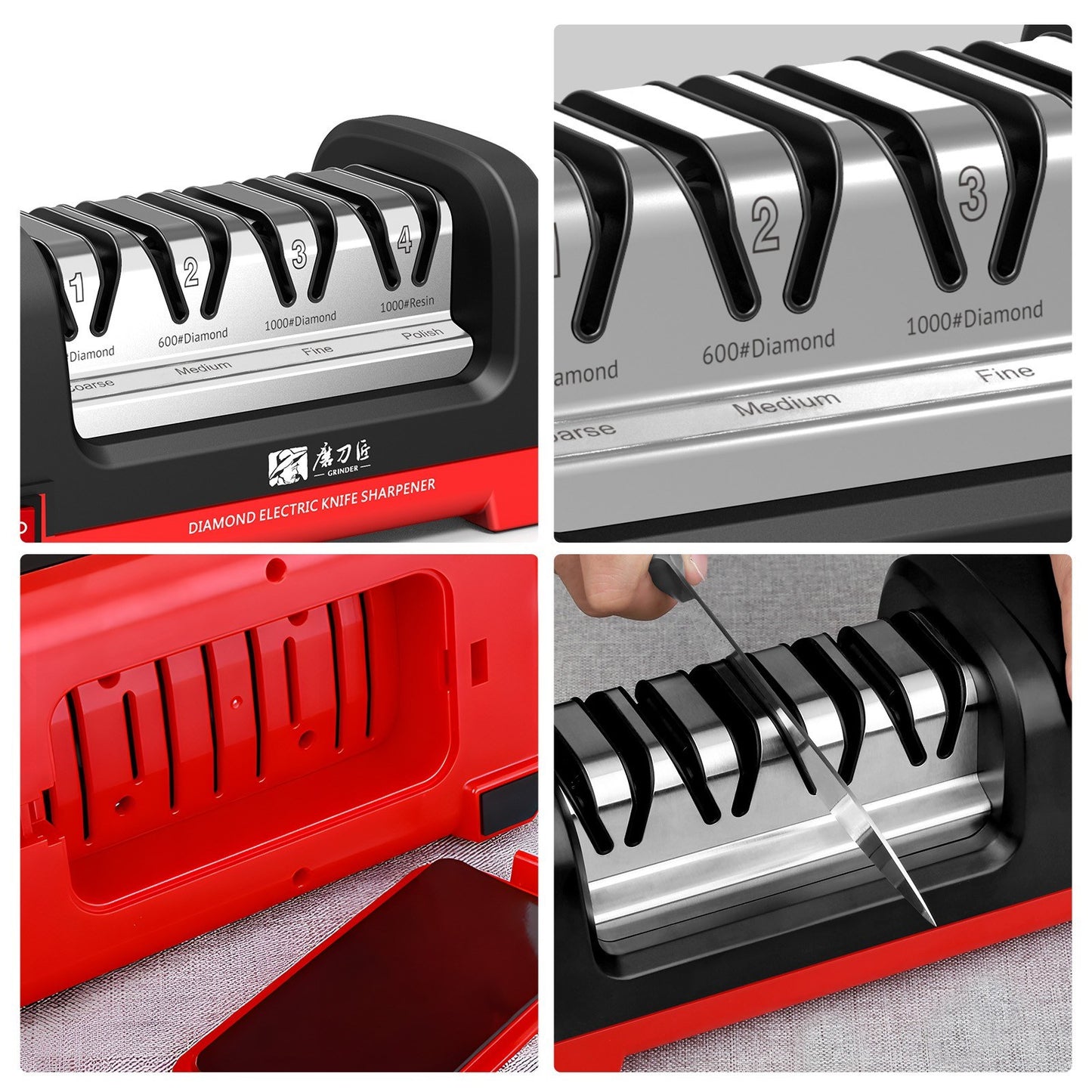 4-Stage Electric Knife Sharpener 20° for Kitchen & Ceramic Knives - TAIDEA TG2102