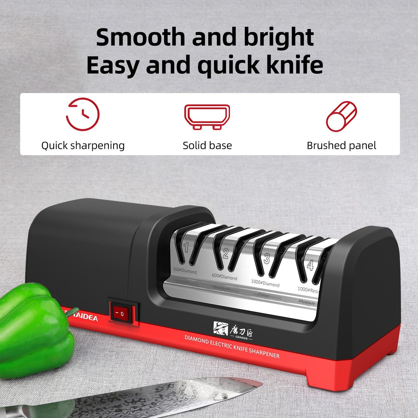 4-Stage Electric Knife Sharpener 20° for Kitchen & Ceramic Knives - TAIDEA TG2102