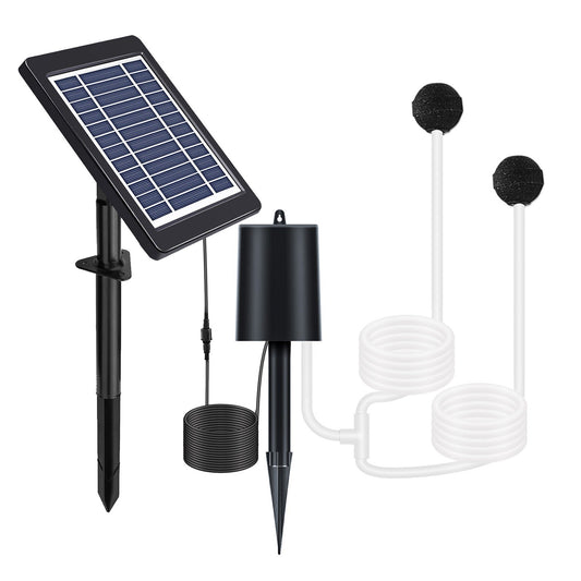 Solar Pond Aerator with 4W Air Pump, 3 Modes, No Noise, Includes Pipe & 2 Air Stones for Pond, Stock Tank, Fishing, Hydroponics