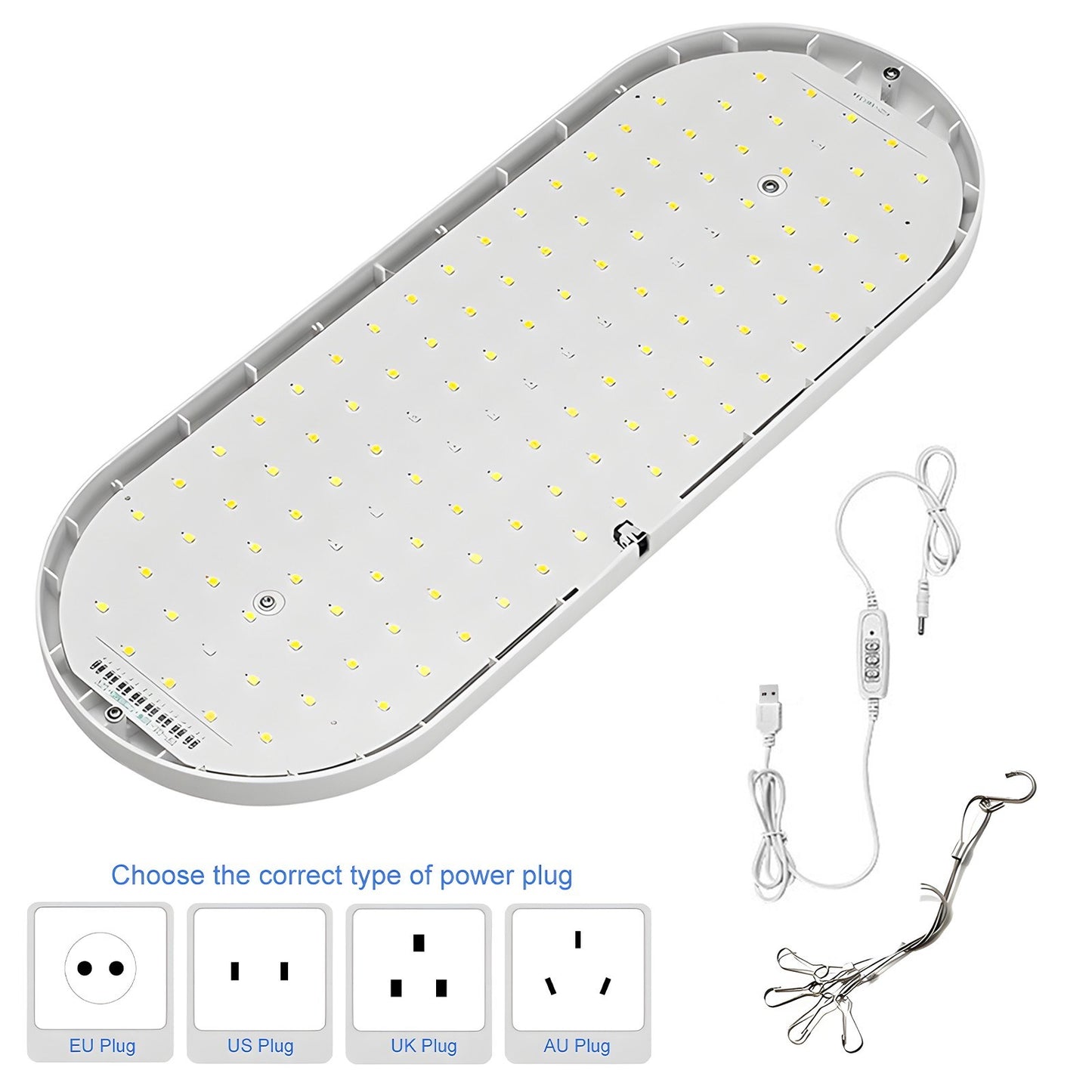 Full Spectrum LED Grow Light, 10W with Timer 2H/4H/8H, 4 Dimmable Levels, for Indoor Plants, Flowers, Seedlings, Vegetables, Peppers - Hanging Growing Lamps