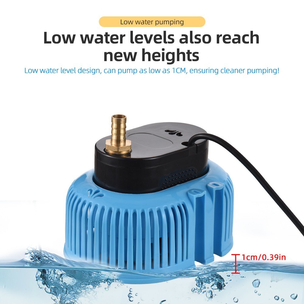 75W Above Ground Pool Cover Pump - 2000L/H Water Removal with 3 Adapters, 16ft Hose & 25ft Cord