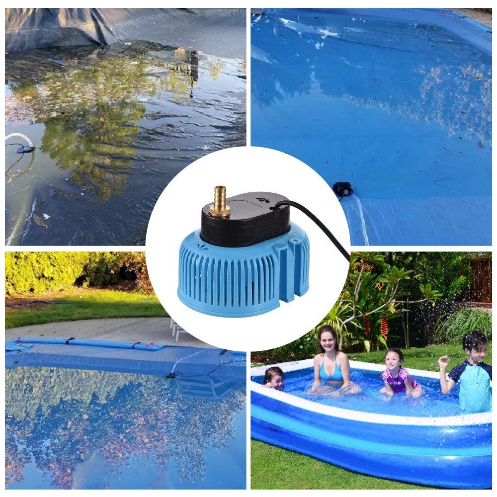 75W Above Ground Pool Cover Pump - 2000L/H Water Removal with 3 Adapters, 16ft Hose & 25ft Cord