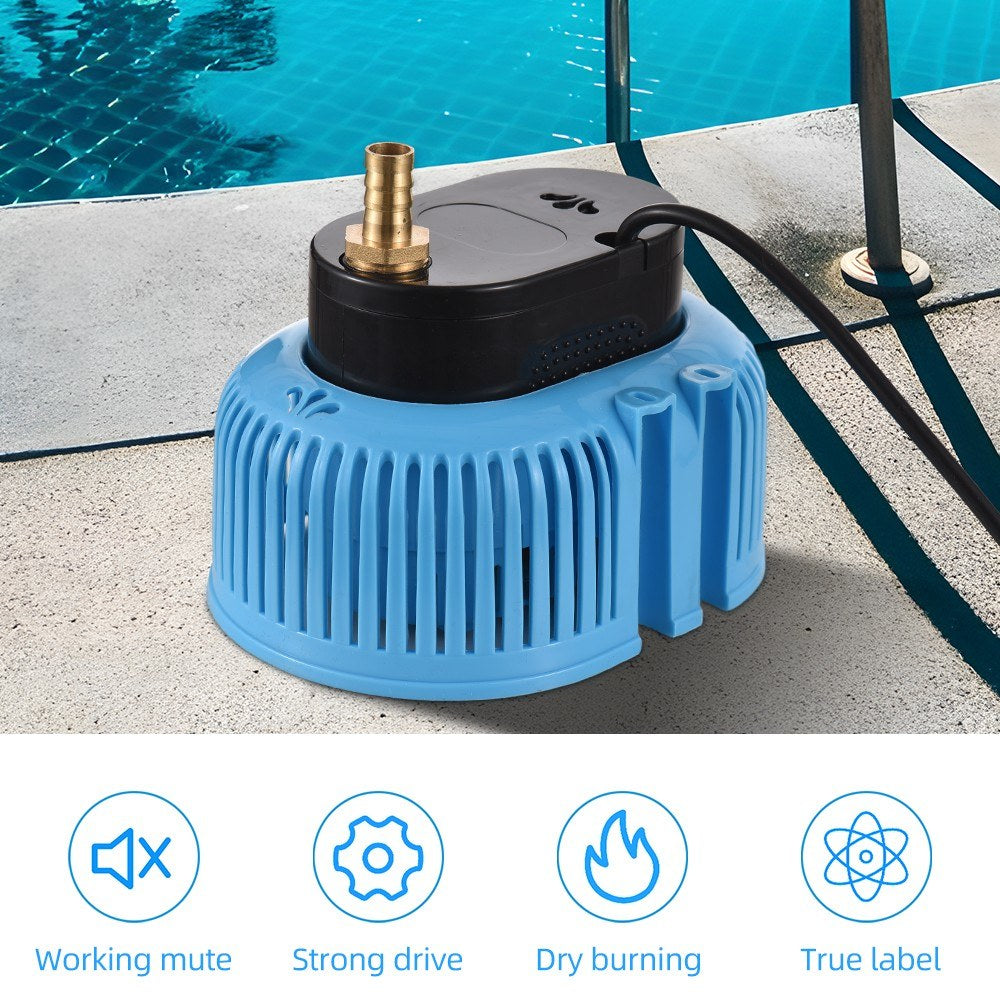 75W Above Ground Pool Cover Pump - 2000L/H Water Removal with 3 Adapters, 16ft Hose & 25ft Cord