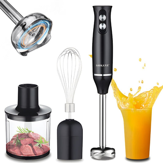 SOKANY 1710-4 4-in-1 500W Immersion Hand Blender Set, Stainless Steel, 2 Variable Speeds