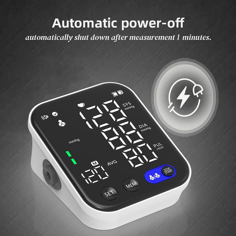 Digital Upper Arm Blood Pressure Monitor with LED Backlit Screen - Automatic BP Machine, 240 Reading Storage for 2 Users