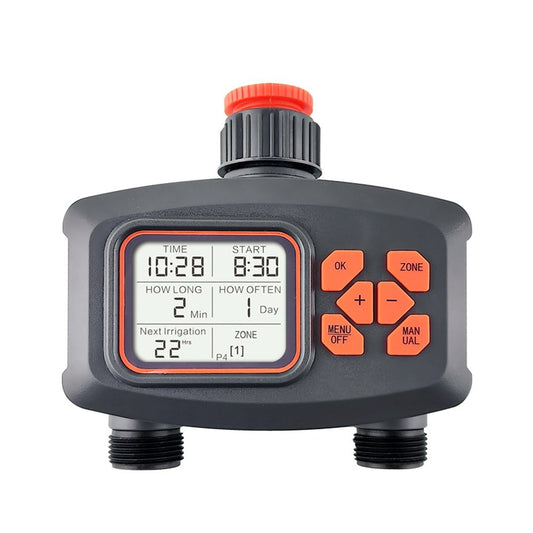 Smart Garden Hose Water Timer with Dual Outlets and Large LCD Screen – Programmable for Automatic/Manual Outdoor Yard and Lawn Irrigation