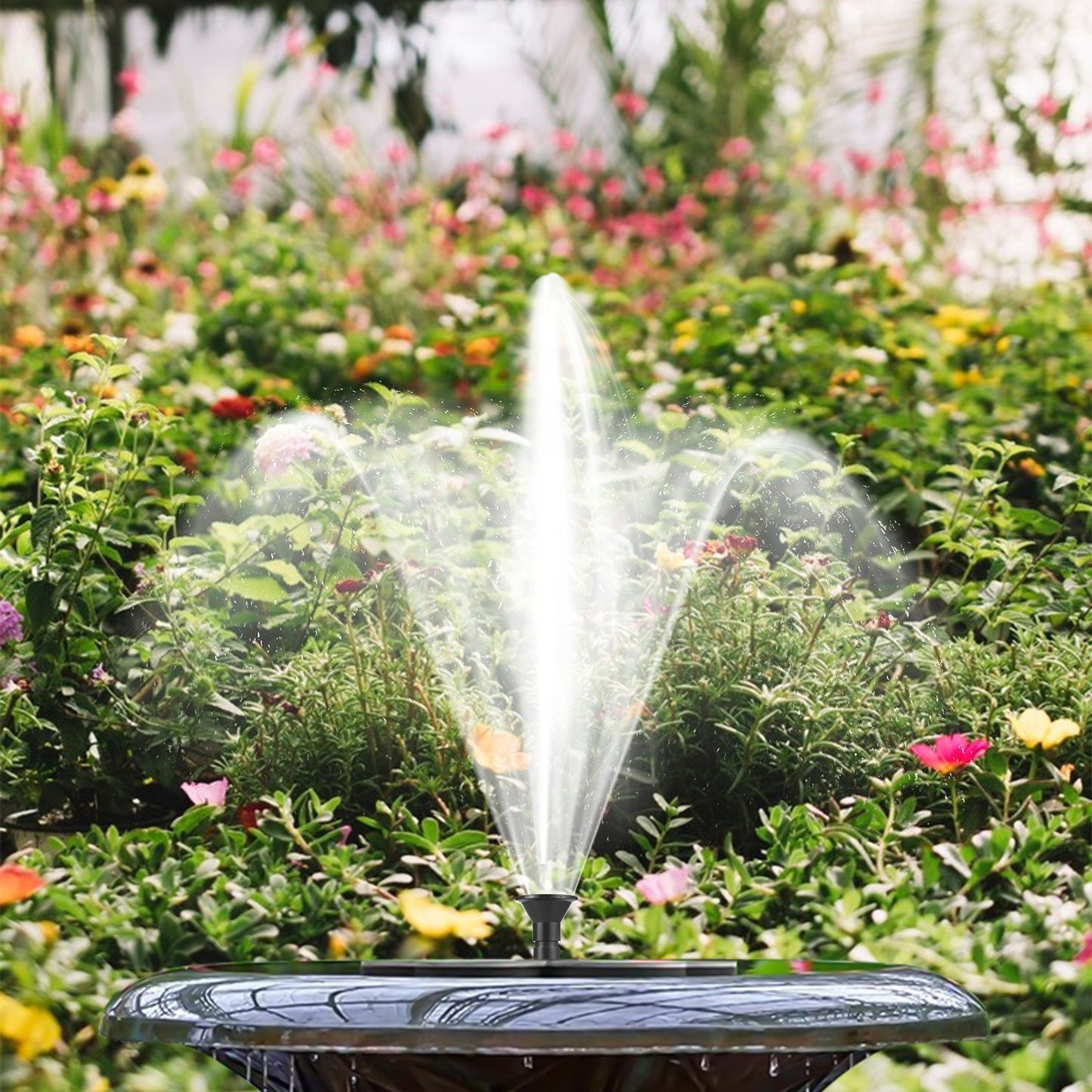 4W Solar Water Fountain Pump Kit, 5V Panel, 200L/H Flow, 5ft Cable, 9 Nozzles, 6 Modes for Bird Bath, Garden, Pool, Fish Tank