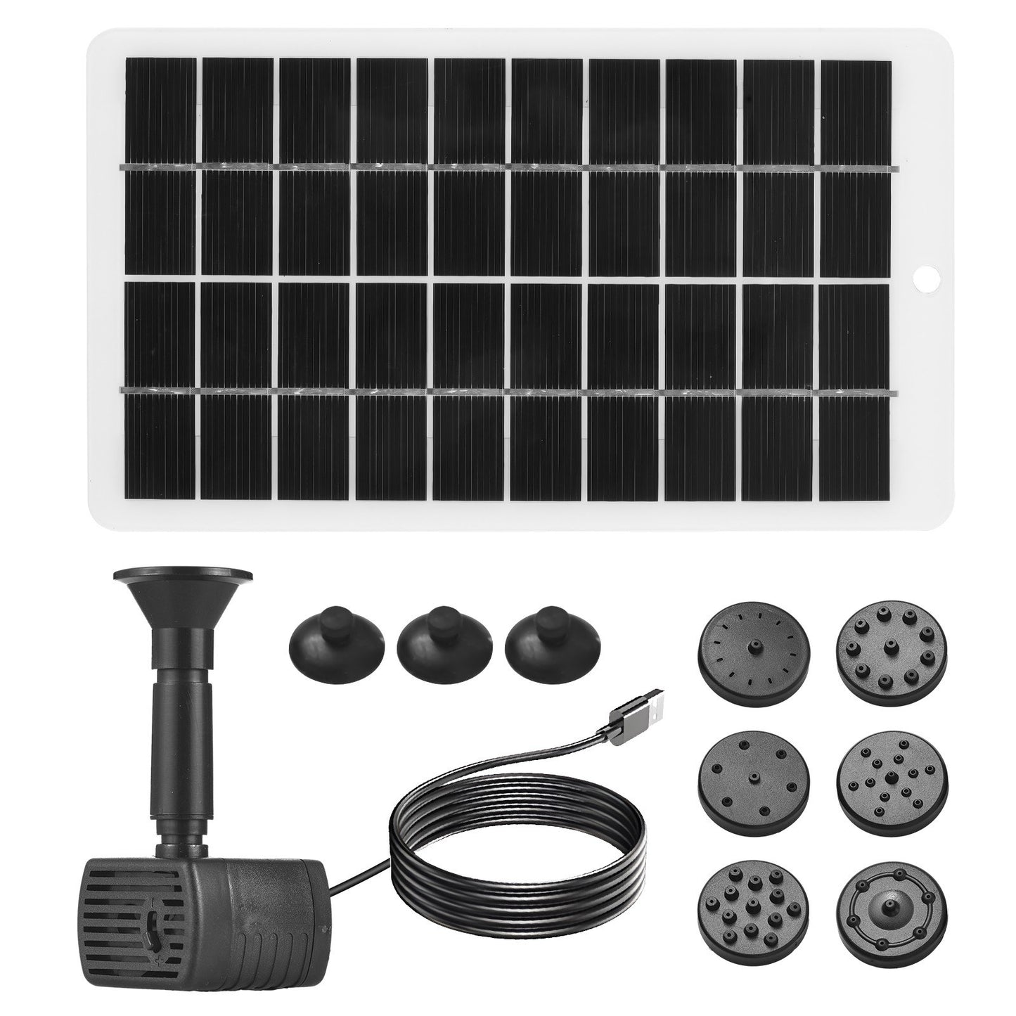 4W Solar Water Fountain Pump Kit, 5V Panel, 200L/H Flow, 5ft Cable, 9 Nozzles, 6 Modes for Bird Bath, Garden, Pool, Fish Tank