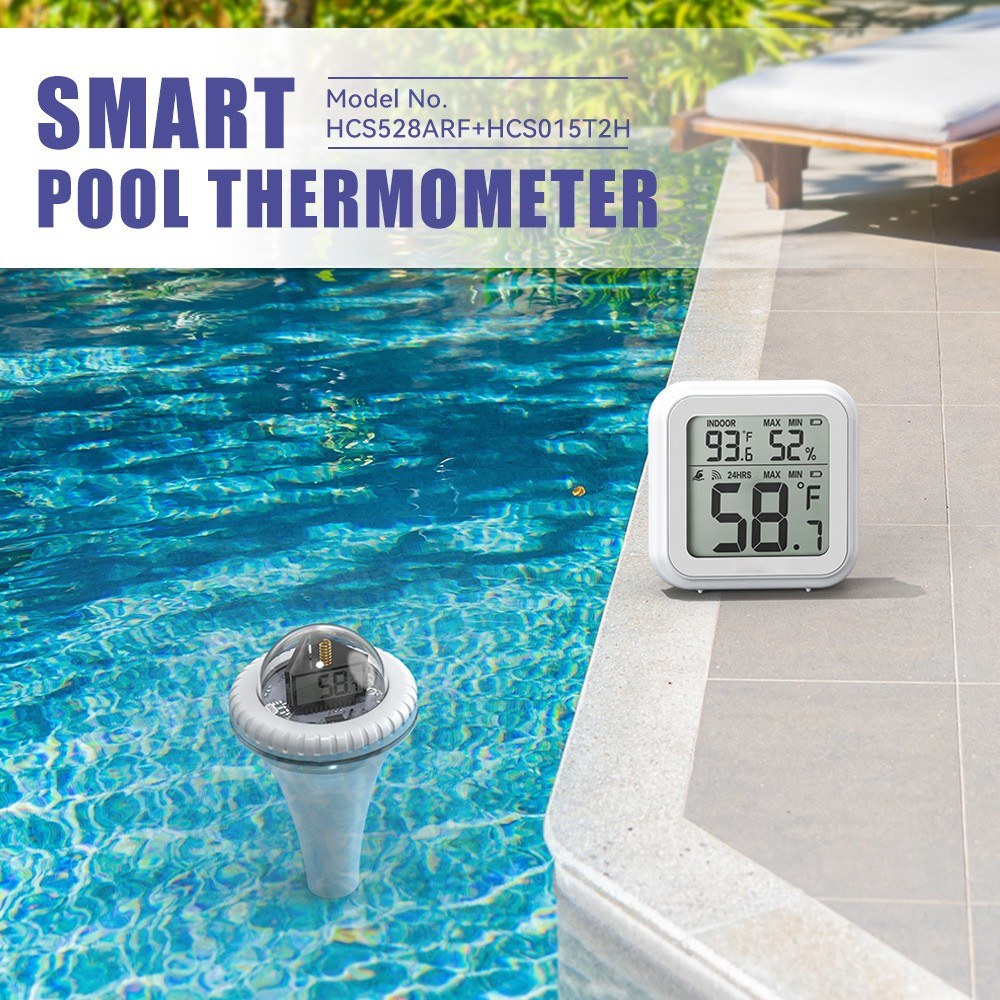 Wireless Floating Digital Thermometer: Easy-Read for Pool, Ice Bath, Hot Tub, Fish Tank - 197ft, 12/24H Mode