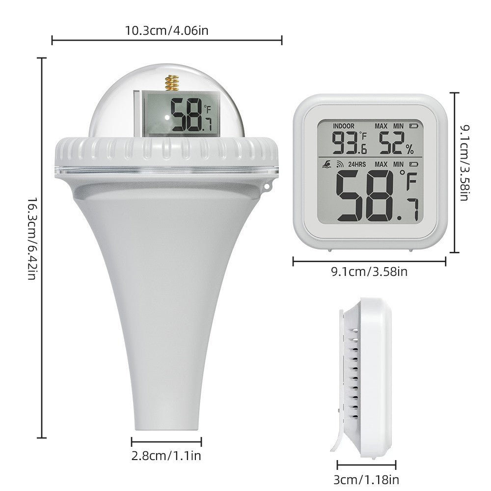 Wireless Floating Digital Thermometer: Easy-Read for Pool, Ice Bath, Hot Tub, Fish Tank - 197ft, 12/24H Mode