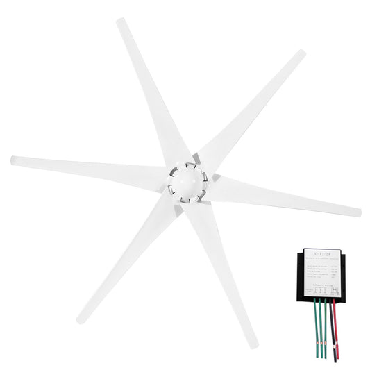 400W 12V Wind Turbine Generator Kit with Hybrid Charge Controller, 6 Blades, Low 2.0m/s Starting Speed for Remote Outposts and Communication Stations