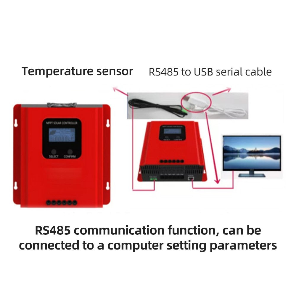 MPPT Solar Charge Controller 60A 12V-48V Auto Recognition with LCD & RS485 for Sealed, Gel, Flooded Batteries