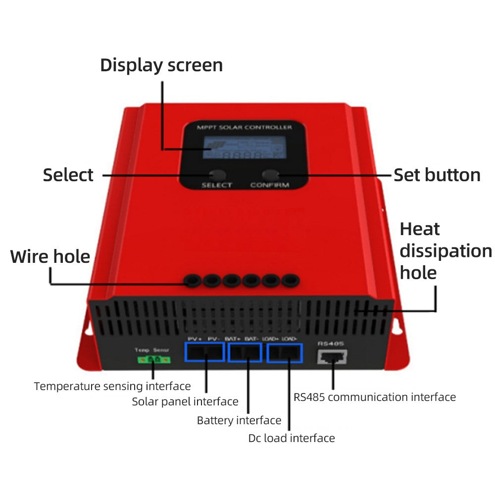 MPPT Solar Charge Controller 60A 12V-48V Auto Recognition with LCD & RS485 for Sealed, Gel, Flooded Batteries