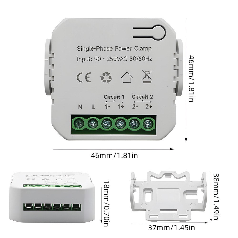 Smart 80A Wi-Fi Energy Monitor with Dual 80A CT Clamps, Real-time App & Voice Control for KWh Power Tracking