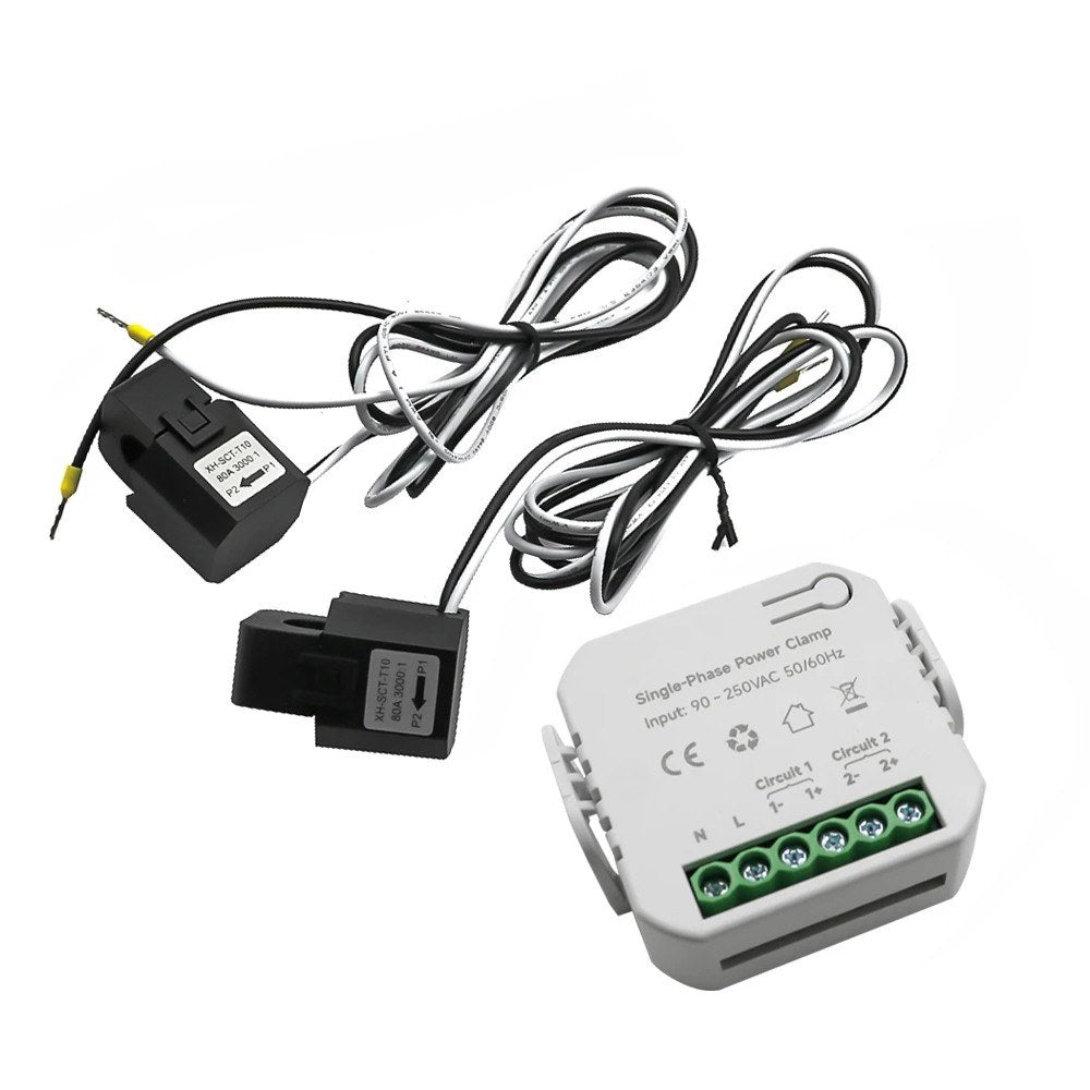 Smart 80A Wi-Fi Energy Monitor with Dual 80A CT Clamps, Real-time App & Voice Control for KWh Power Tracking