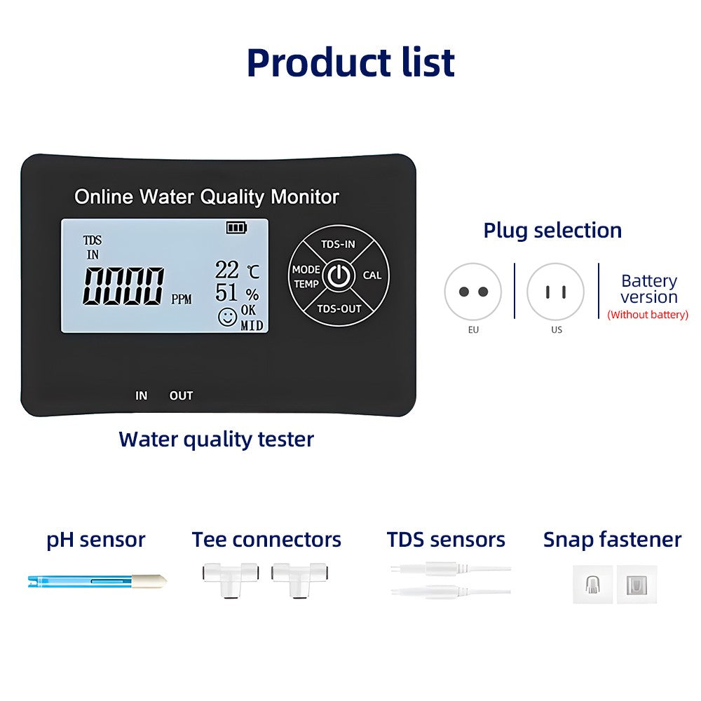 5-in-1 Digital PH Meter for Water - Easy Calibration, EC/TDS/PH/Temperature/Humidity Tester with Sensors & Storage Box for Drinking Water, Pool, Aquarium