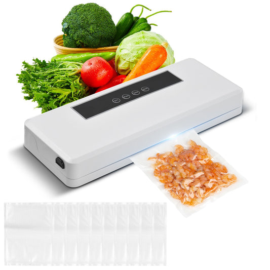 4-Mode Food Vacuum Sealer Machine with Built-in Cutter & 60kPa Suction, Includes 10 Seal Bags