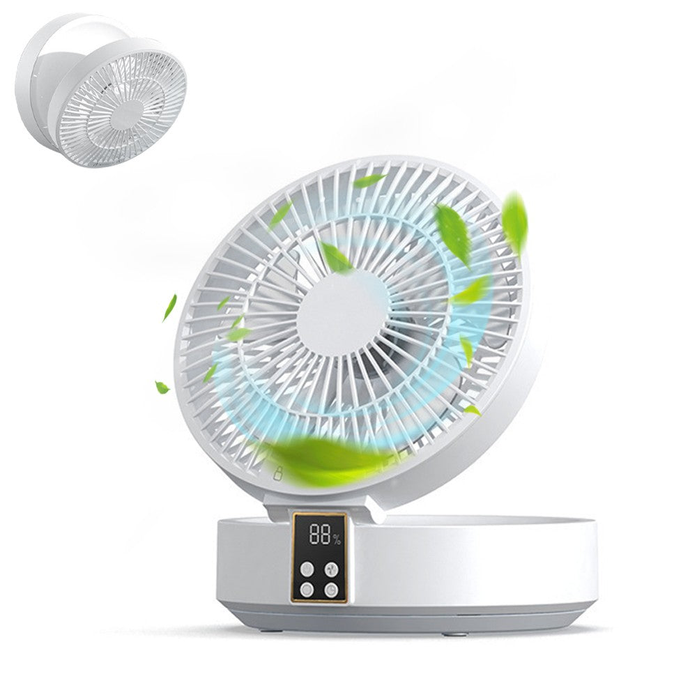 Portable Wall-Mounted Table Fan - Rechargeable, Auto Oscillation, Silent 3-Speed Air Circulator with Remote & Warm Light for Home, Office, Bedroom, Travel, Camping