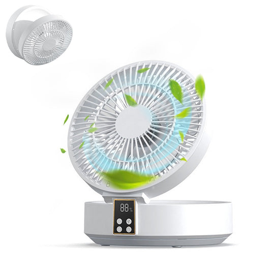 Portable Wall-Mounted Table Fan - Rechargeable, Auto Oscillation, Silent 3-Speed Air Circulator with Remote & Warm Light for Home, Office, Bedroom, Travel, Camping