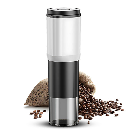 Cordless 2-in-1 Electric & Manual Coffee Grinder with 5-Level Adjustable Settings, Timing Mode, Auto Stop, USB Charging, Detachable Ceramic Core, Transparent Bin