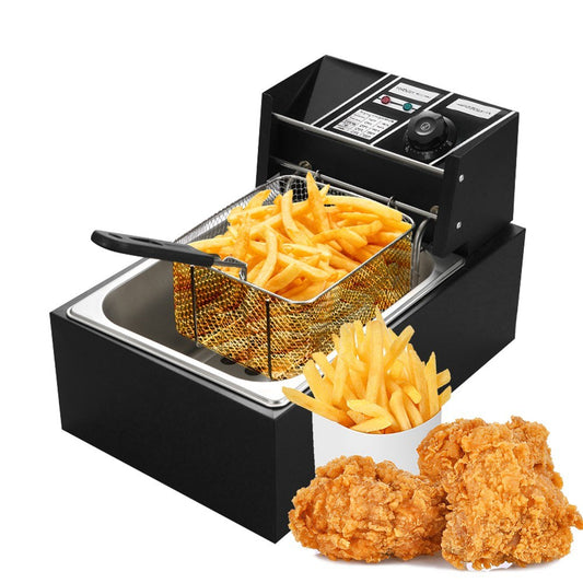 6L Stainless Steel Electric Deep Fryer, 2.5KW, 122-392℉, Automatic Thermostat, Removable Oil Basket, Dishwasher Safe, for Commercial & Home Use