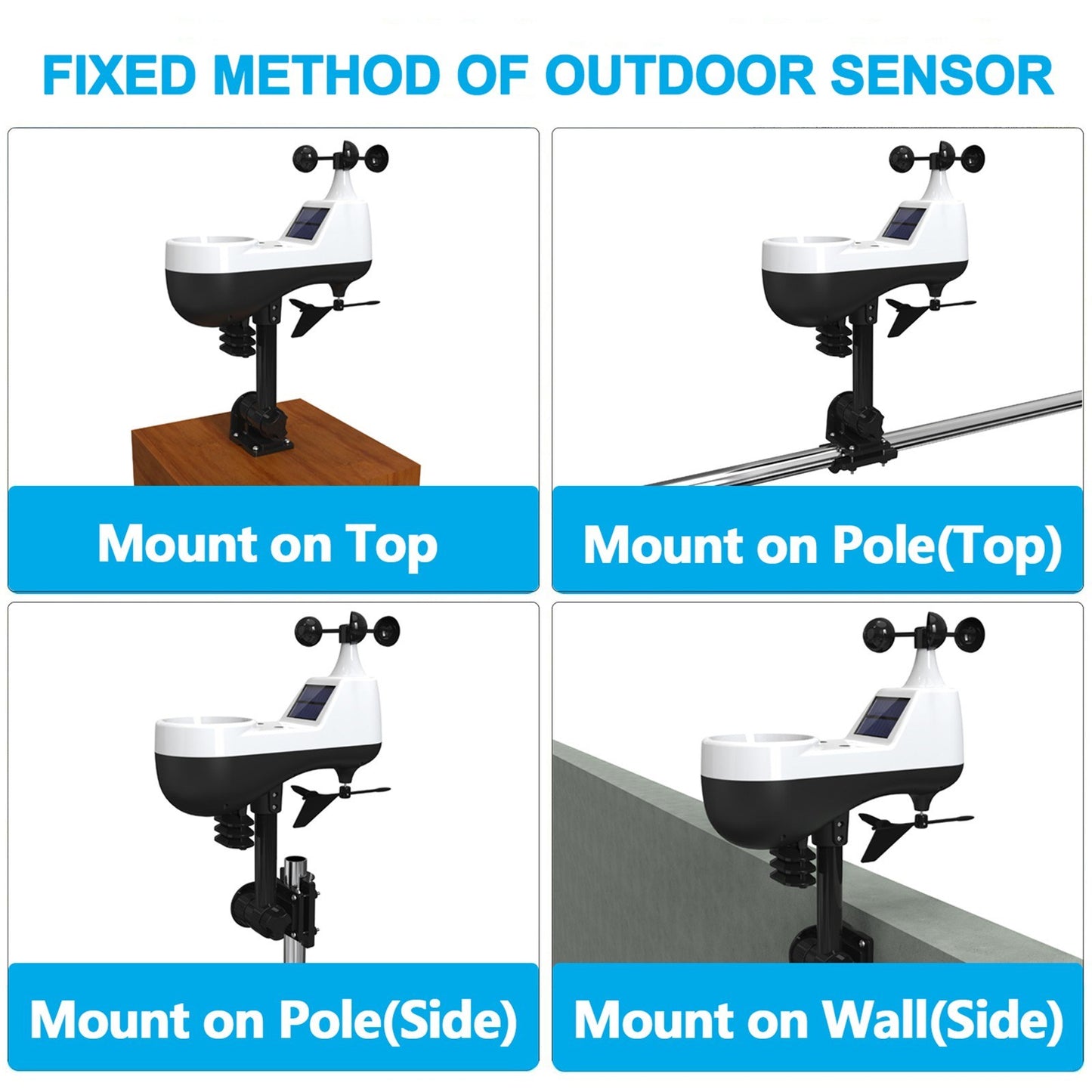 5-in-1 Wireless Weather Station: Digital Indoor Outdoor Forecast with Rain & Wind Gauge, Humidity, Moon Phase, Sunlight, Temperature, Solar-Powered Sensor for Home